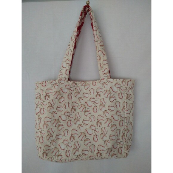 Handmade by MOM Baseball Tote Bag Book Bag Purse Retro Alexander Henry Fabrics - Picture 1 of 14